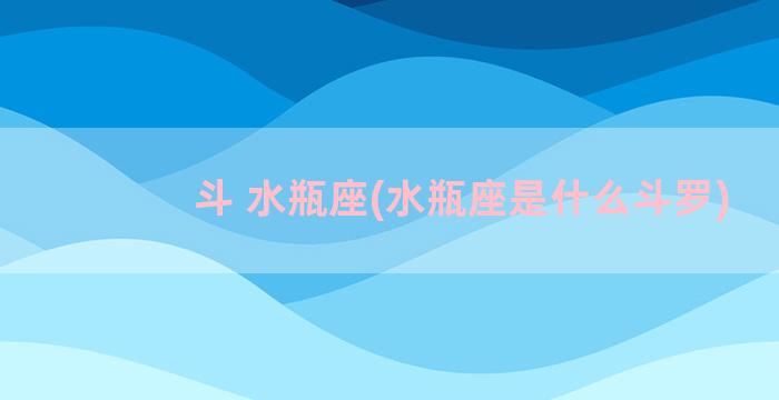 斗 水瓶座(水瓶座是什么斗罗)